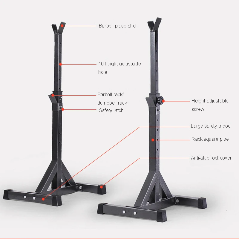 Split Adjustable Height Squat Rack Power Training Weight Lifting Stand