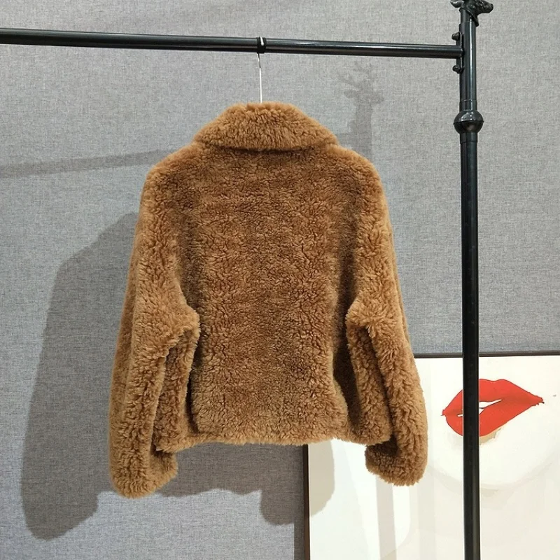 สาวน่ารัก Ball ที่ถอดออกได้หนุ่มสไตล์แกะ Shearling Coat ขนสัตว์บริสุทธิ์ขนสัตว์เสื้อแจ็คเก็ตสั้น JT508