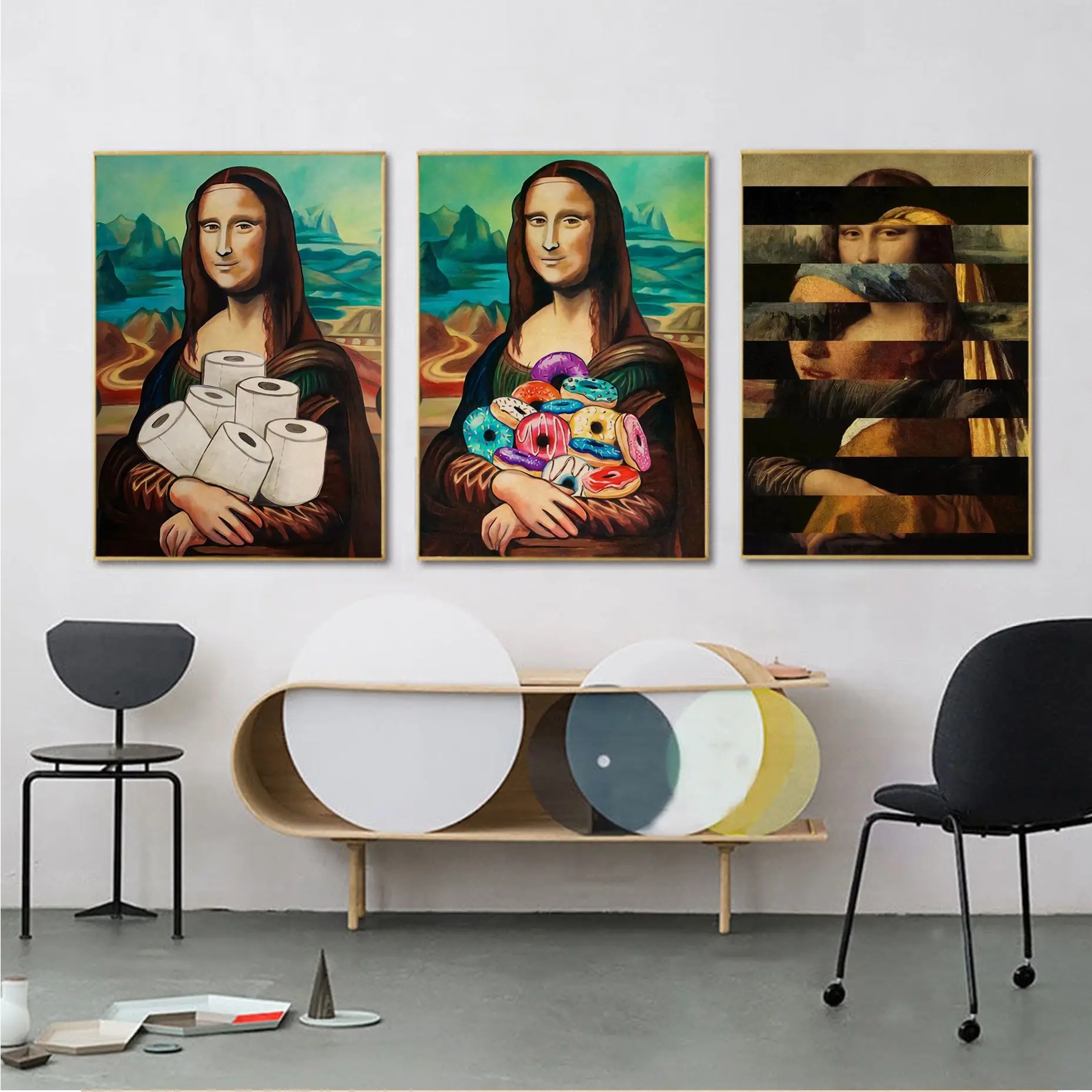 Funny Art Mona Lisa Vintage Posters Kraft Paper Vintage Poster Wall Art Painting Study Aesthetic Art Wall Painting