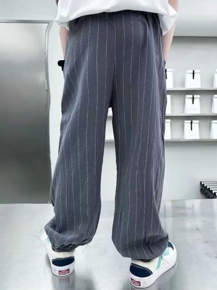 Boys Summer Anti-Mosquito Lightweight Cotton Linen Jogger Pants 2026 New Trendy