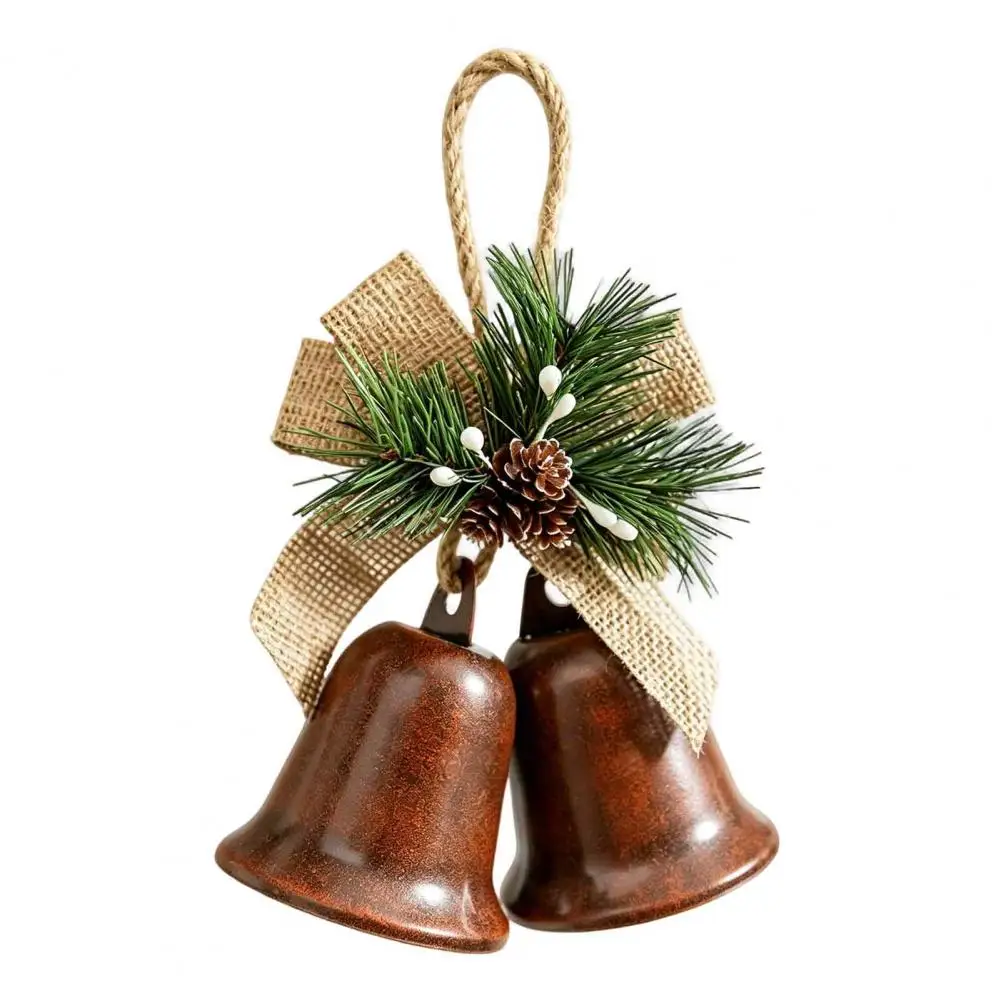 Christmas Bell Ornaments, Metal Double Jingle Bells Xmas Tree Hanging Decoration, Holiday Party Favors
