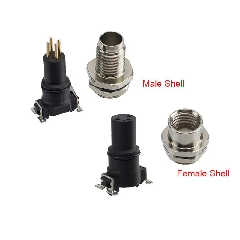 M8 SMD Field Device Connectors Surface Mount Male Female Socket A Code 3 4 5 6 8 Pins Straight Flush Type Socket Plug