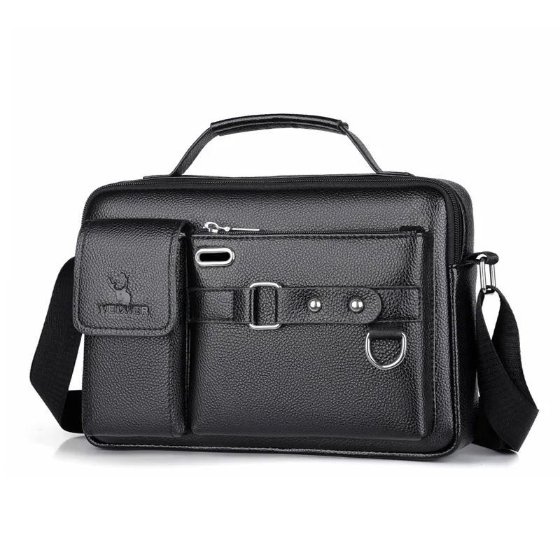 Large-capacity Shoulder Bag Leather Men's Messenger Bag Business Commuter Handbag Waterproof Wear-resistant Can Be Stored bolsos