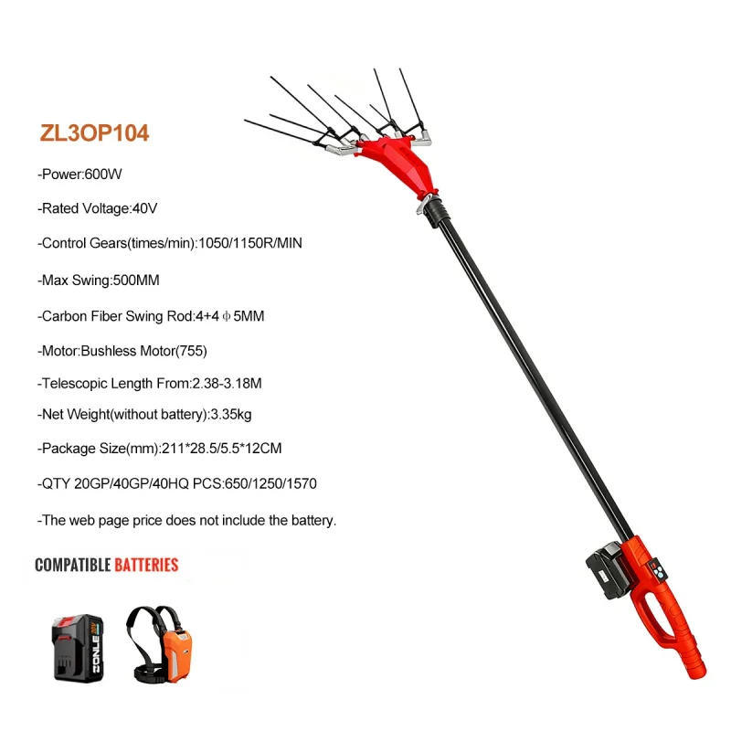 Factory Price Electric Olive Tree Shaker Harvesting Machine 40V 600W Mini Reaper Harvester With New Motor For Farms