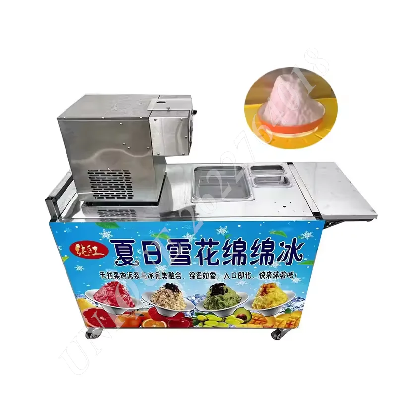 Korean Milk Ice Machine Made Snowflake Ice Cream Maker Bingsu Maker Snow Ice-Cream for Coffee Milk-Tea Restaurant with Trolley