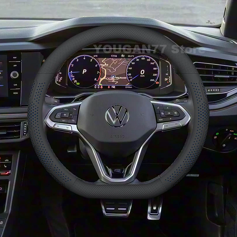

Leather Car Steering Wheel Cover For Volkswagen Taigo 2021 2022 Ultra Thin Auto Steering Wheel Volkswagen Taigo Accessories