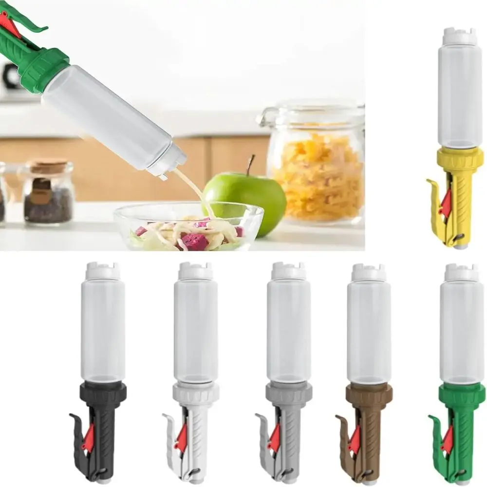 Plastic Sauce Squeezer 480ml Refillable Salad Dressing Bottle Hanging Design Portable Coffee Bottle Dispenser For Hamburger