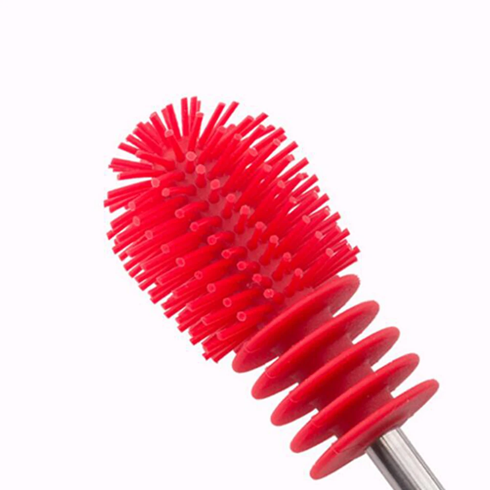 

Silicone and Stainless Steel Bottle Cleaning Brush Flexible Ergonomic Handle Removable Brush Head Brush Cleaner(Red)