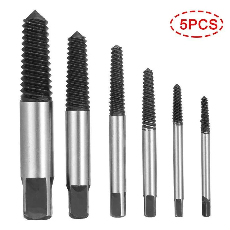 New 5 PCS Screw Extractor Center Drill Bits Guide Set Broken Damaged Bolt Hight Quality Remover Removal Speed Easy Out Set