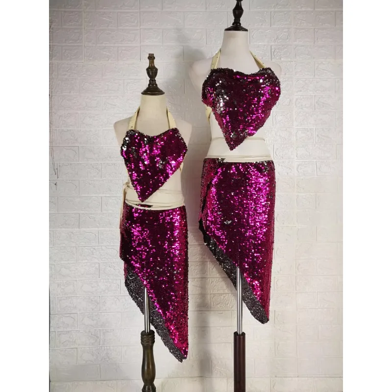 Customized Multiple Ways To Wear Inspiring Short Skirts+large Skirt Belly Dance Dress Performance Costumes Belly Dancing Bra