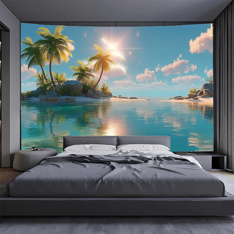 2D Flat, 1 Tropical Beach Photography Backdrop - Durable Polyester, Suitable for Live Streaming, Party Decorations, Birthdays