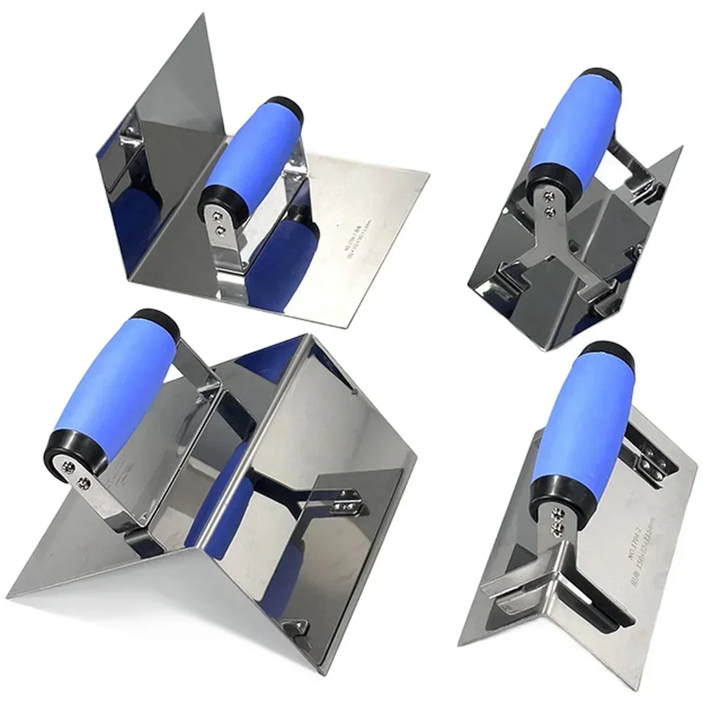 4pcs Stainless Steel Concrete Tool Set Inside & Outside Corner Trowels Set With Non-Slip Handle For Cement Masonry Corner Finish
