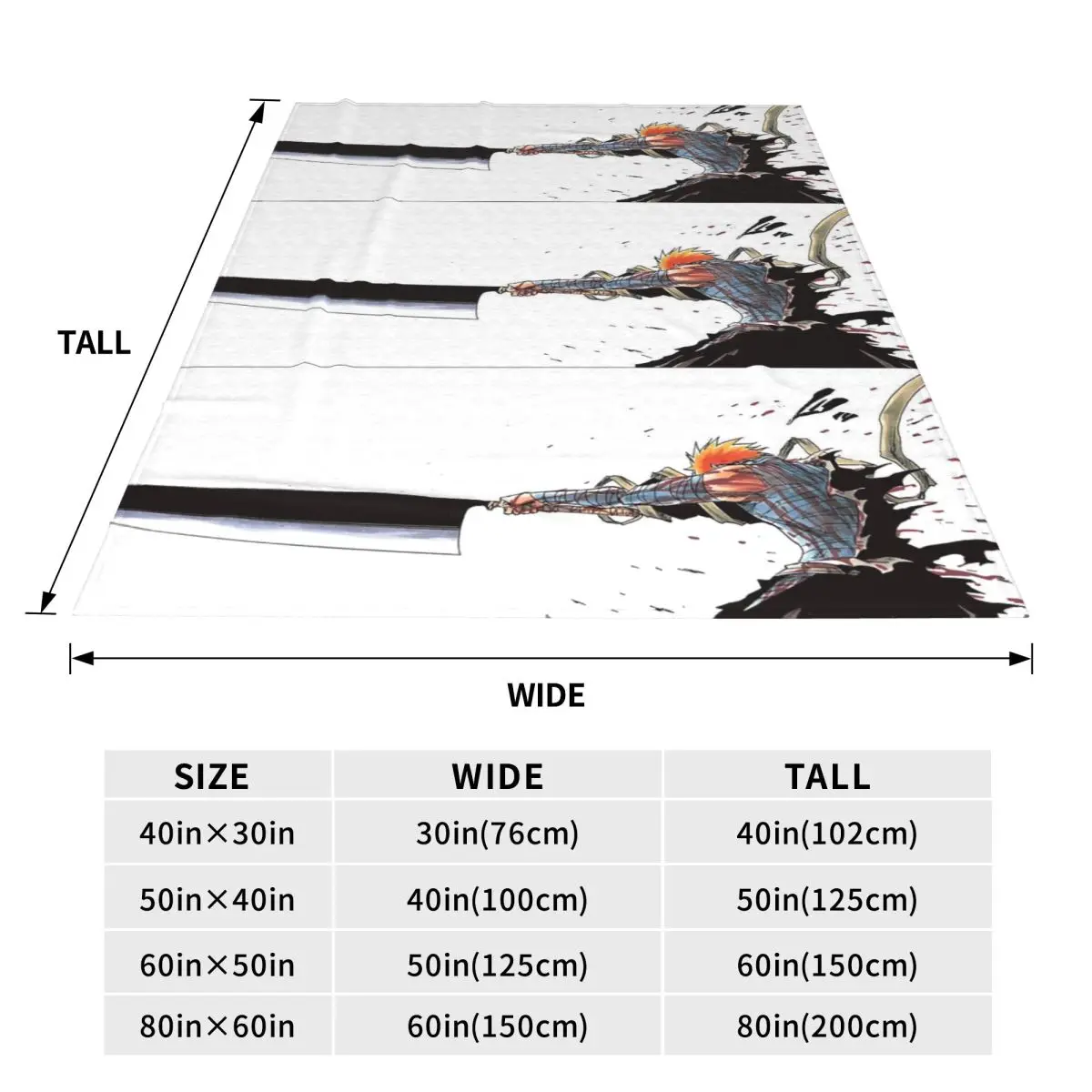 Ichigo Kurosaki Anime Blanket Fleece Sofa Throw Blanket Portable for Home Bedroom Office Throws Bedspread Quilt