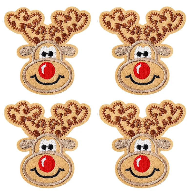Christmas Reindeer Embroidery Cloth Sticker Large Pattern Hat Clothes Sticker No Sew Self-adhesive Cloth Embroidery