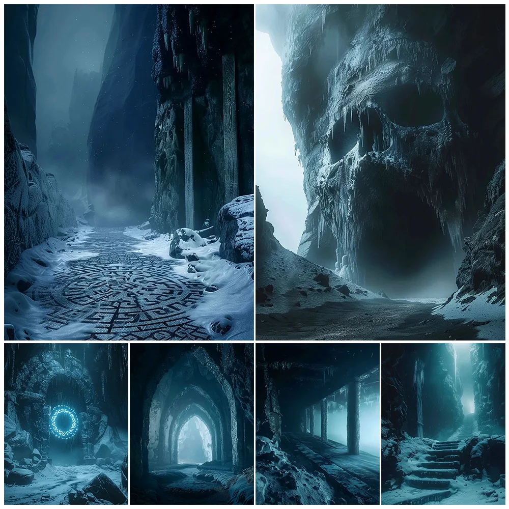 

Abandoned Magical Secret Realm,Abstract Wall Art,Canvas Painting,The Frozen Palace Of Witchcraft,Horror Art Poster Print,Decor