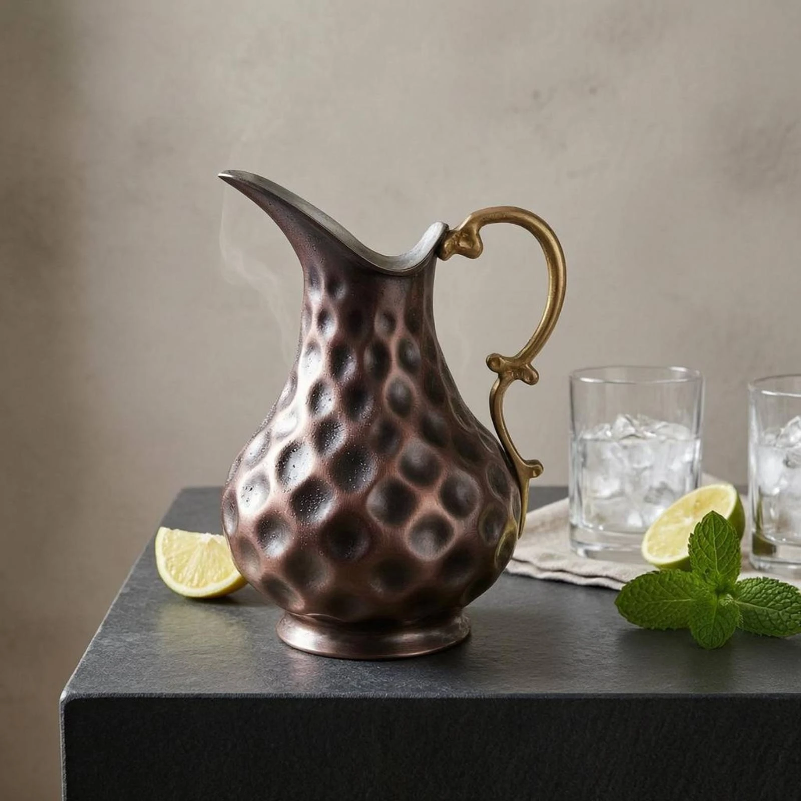 Copper Pitcher Flared Spout Metal Pitcher Tableware Polished Cookware Imported