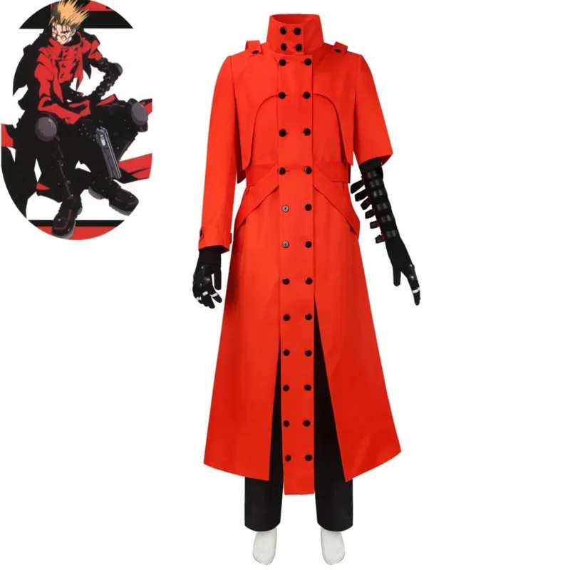 2023 New Anime Trigun vassh the stampede cosplay costume wig long red windbreaker coat uniform adult man Halloween carnival suit