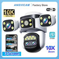 ANSVICAM 20MP 10K WiFi Security Camera 10X Zoom 3-Lenses 720° PTZ Auto-Tracking Waterproof for Outdoor CCTV Surveillance Cam