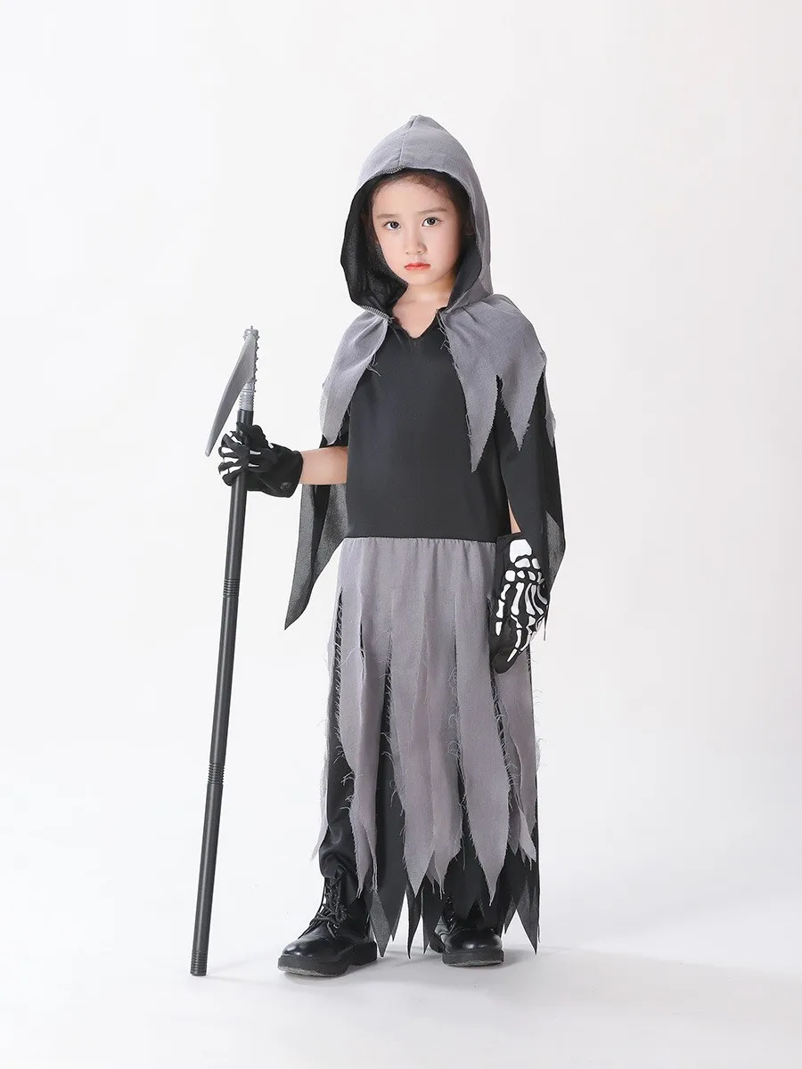 Novo loween crianças mistério terror morte deus traje fantasma festival cosplay monstro par desempenho roupas poliéster