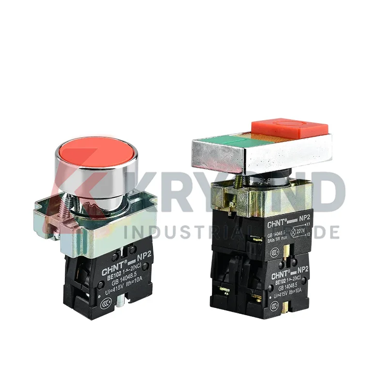 CHINT NP2 Series 22mm Push Button and Selector Switch Panel Mount 1NO 1NC 2NO 1NO1NC 2/3 Position for Industrial Control Panels