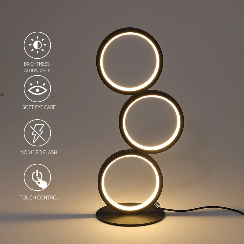 

LED Round eye protection Table lamp Modern minimalist living room desktop decoration touch dimming bedroom bedside light warm