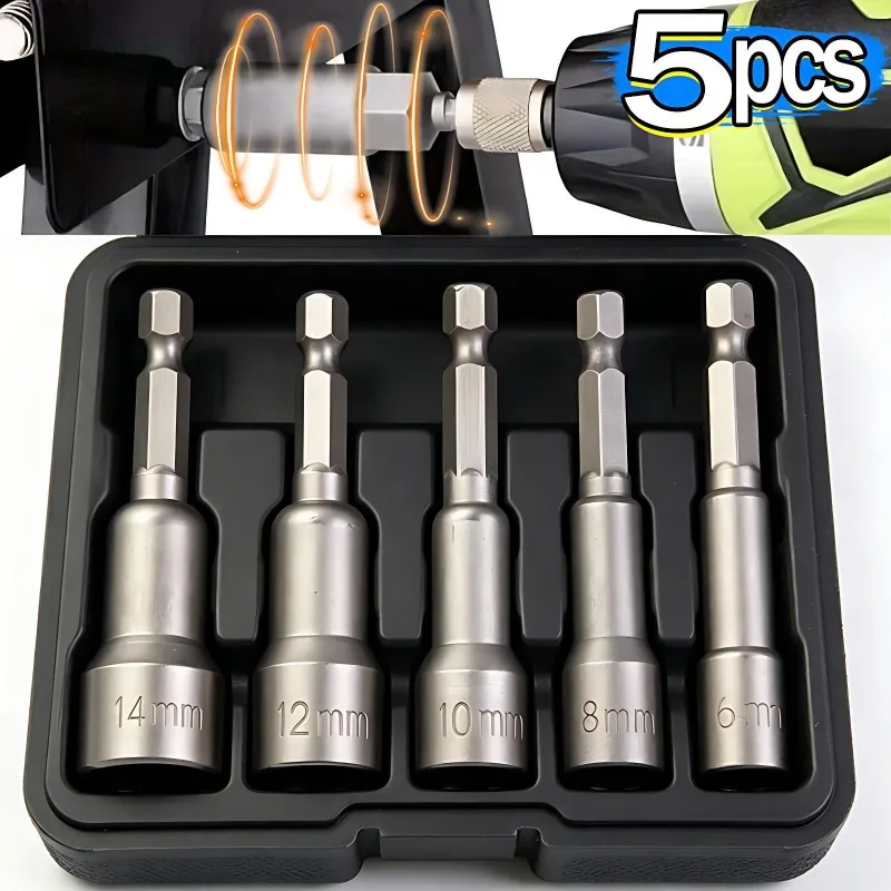 Hexagonal Nut Driver Drill Bit Powerful Socket Sleeve Set Screwdriver Wrench Drill Bit Adapter Electric Impact Bolt Handle Tools