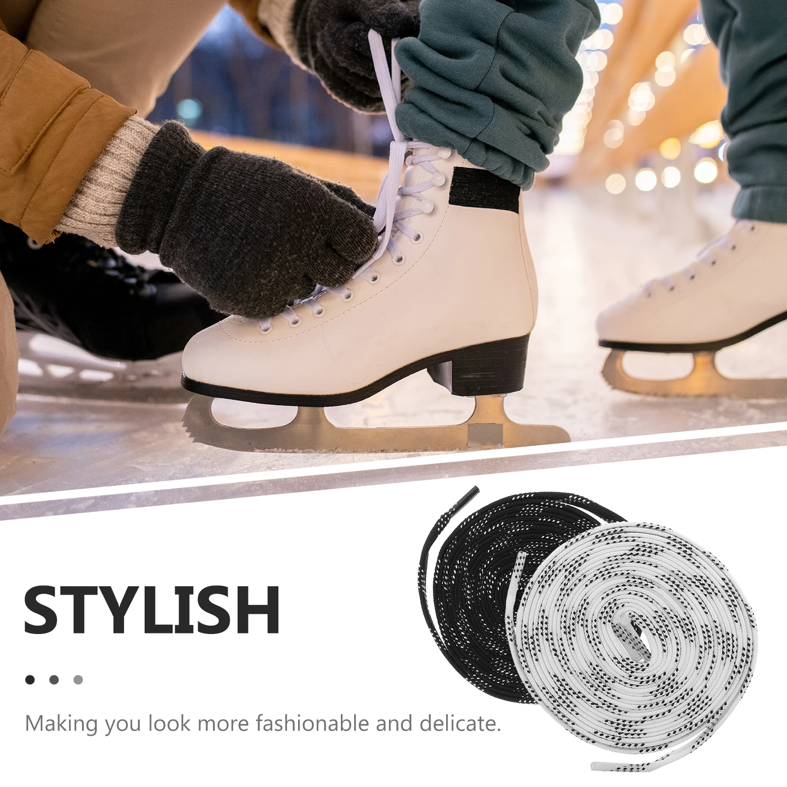 

2 Pairs 244cm Hockey Skate Shoelaces Yellow Green for Sneakers Roller Skates Durable Polyester Accessories Shoe Strings