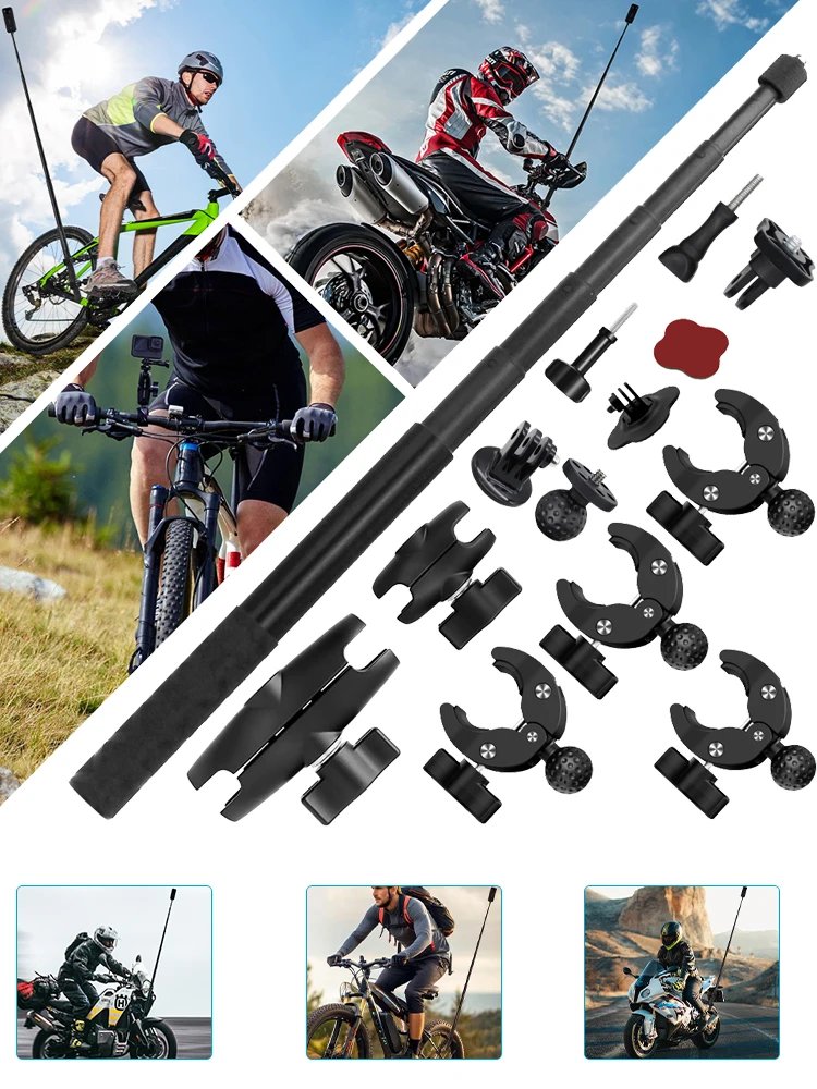 Motorcycle Mount kit voor Insta360 X5 X4 X3 X2 RS DJI GoPro Dubbele Klem Stuur Selfie Stick voor Insta 360 Mount accessoires - afbeelding 2