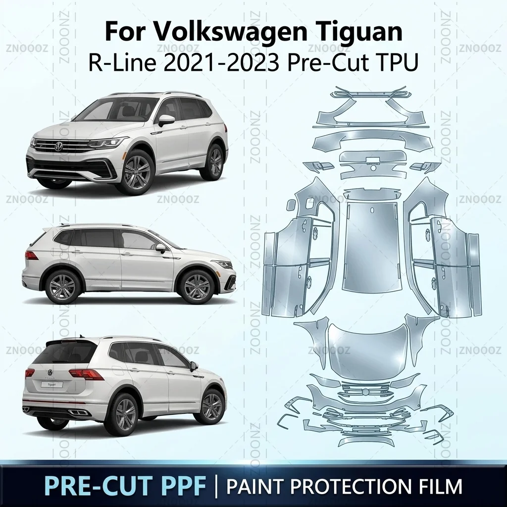 For Volkswagen Tiguan R-Line 2021-2023 Pre-Cut TPU PPF Self Healing Full Vehicle Glossy Clear Matte Black Anti Yellowing