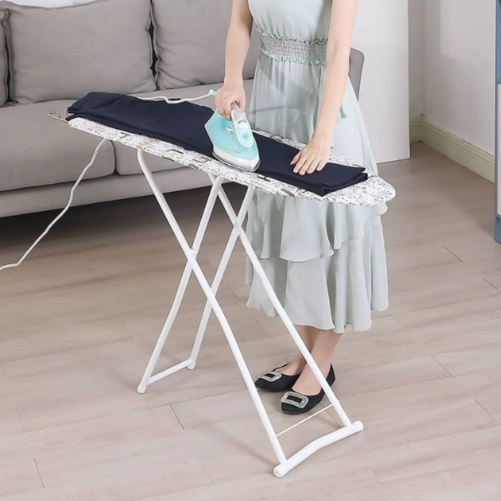 Foldable Ironing Board Padded Ironing Board with Heat-Insulating Pad Furniture Space-Saving Portable for Laundry Room, Apartment