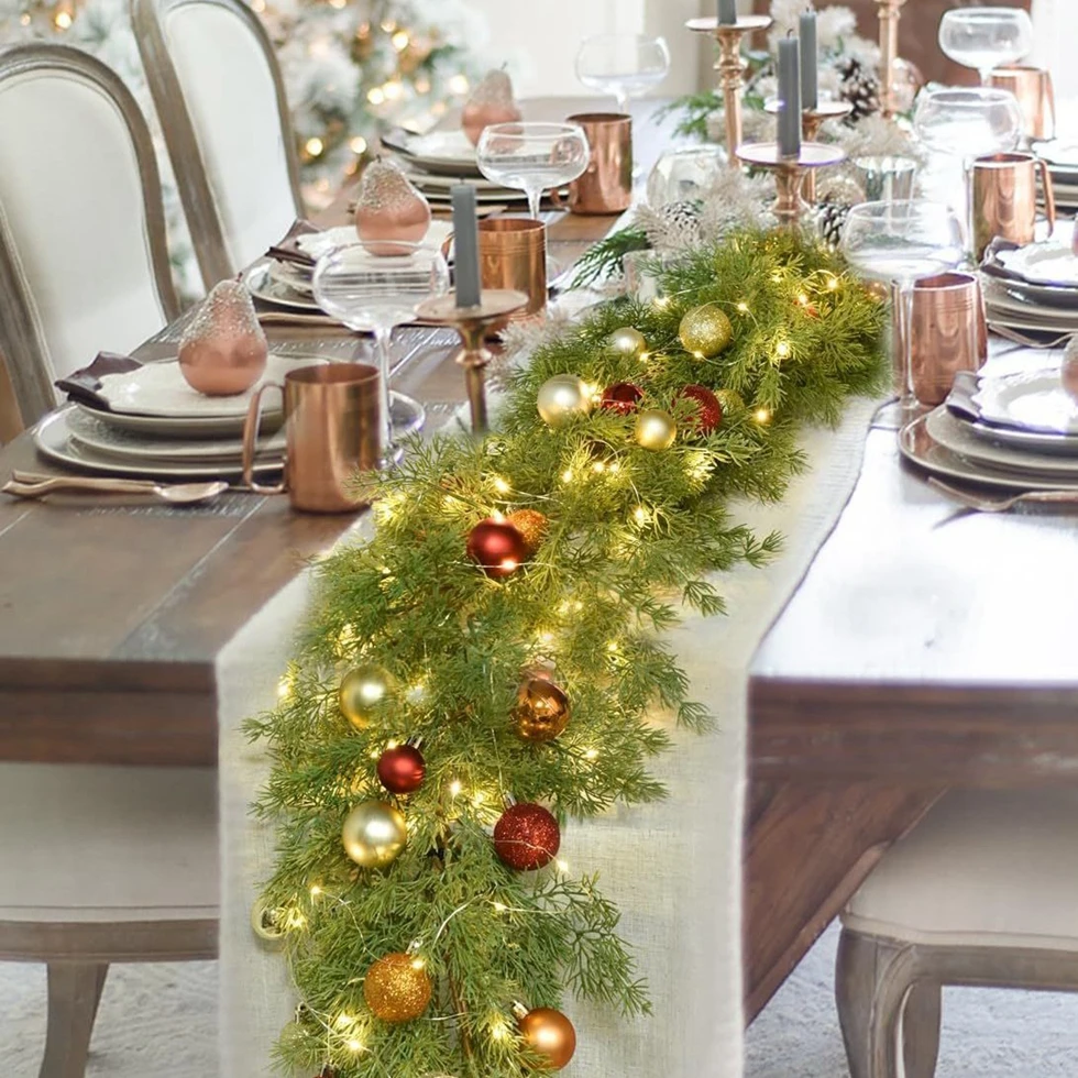 

Искусственные растения из ротанга, длинная лоза, Новый год, зеленый рождественский венок из сосны, домашний фестиваль, открытый садовый венок, декор для вечеринки, сделай сам