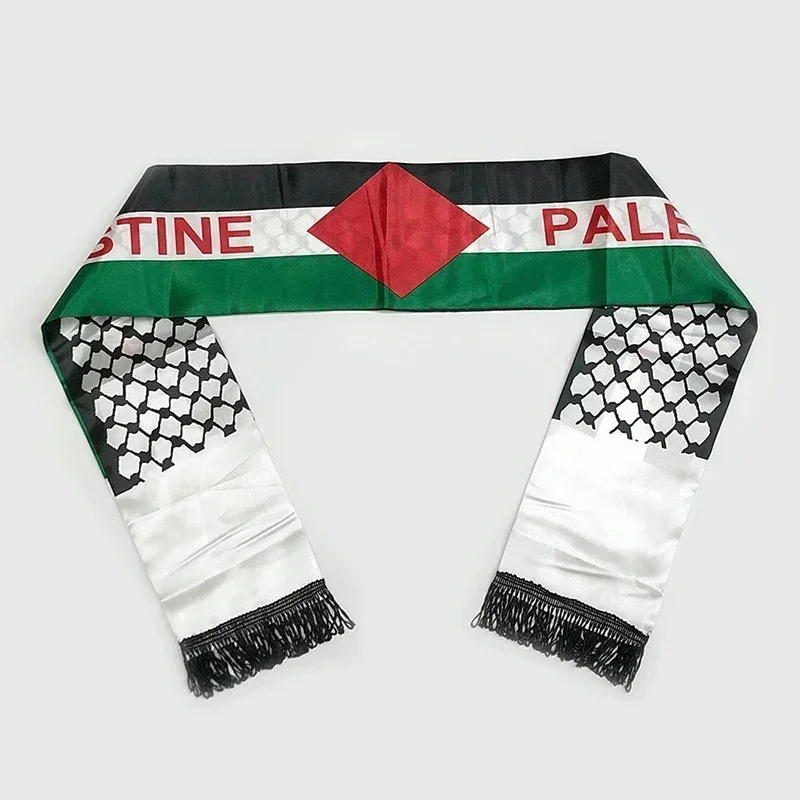 Palestine Scarf 130cm * 14cm Printed Satin Face National Day Flag Palace Map Scarf Shawl