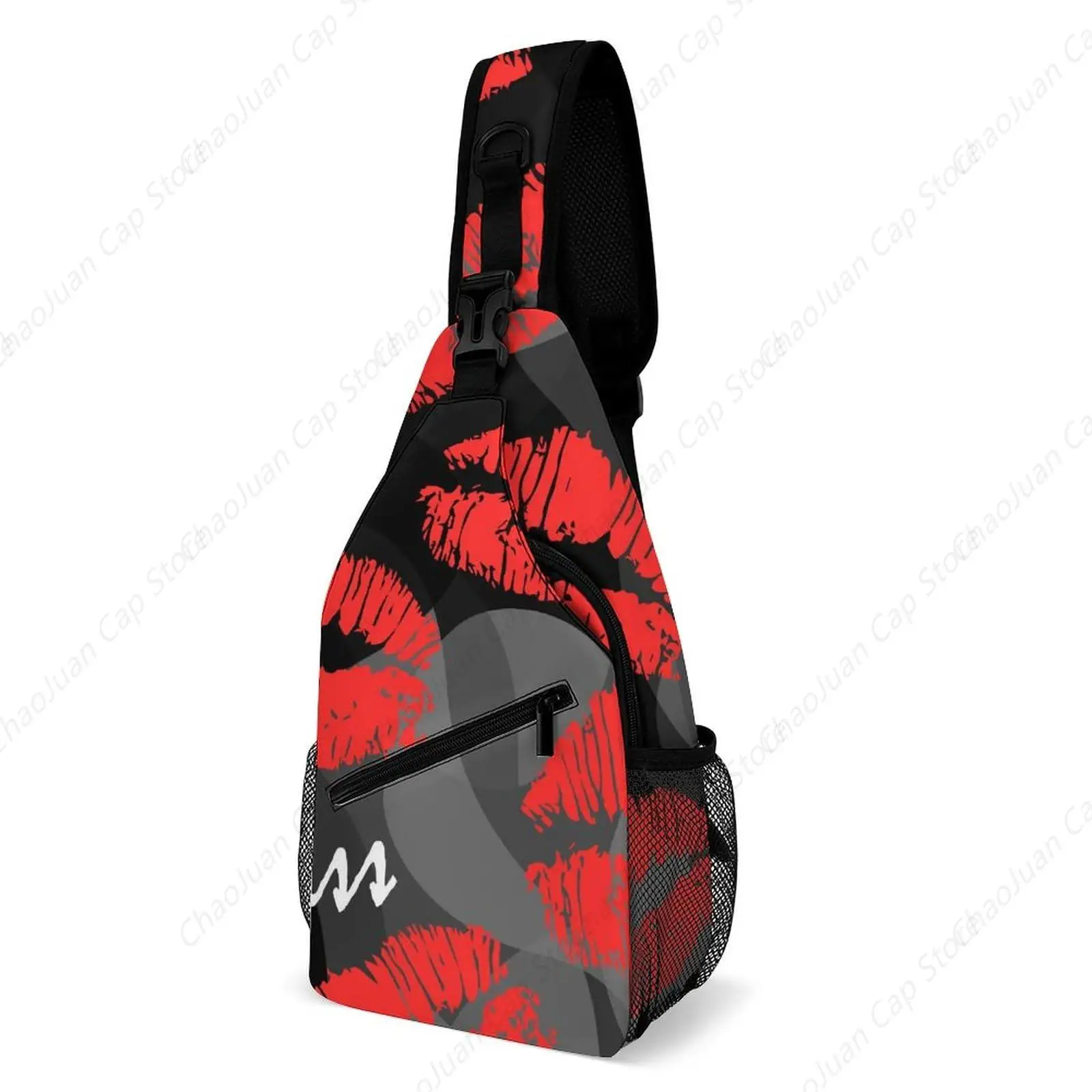 

Рюкзак через плечо Red Kiss Lips с забавным узором в виде рта, регулируемая дорожная походная нагрудная сумка, рюкзак