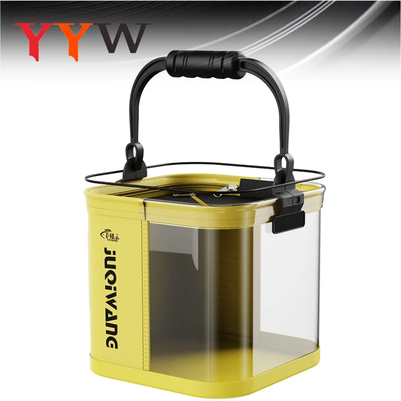 

Live Fish Boxes Fishing Bucket Portable Foldable Water Storage Box EVA Multifunctional Camping Fishing Barrel With Rope And Net