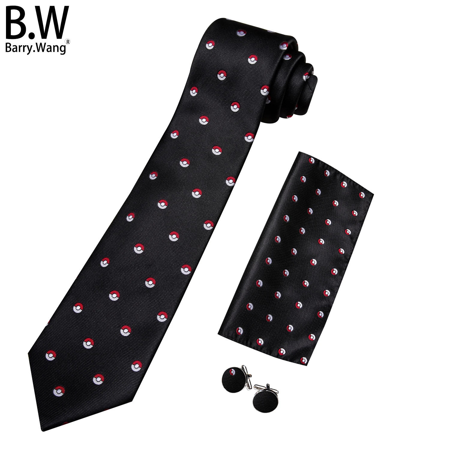 

Barry.Wang Novelty Silk Men Tie Handkerchief Cufflinks Set Designer Jacquard Necktie for Male Wedding Business Prom Stylish Gift
