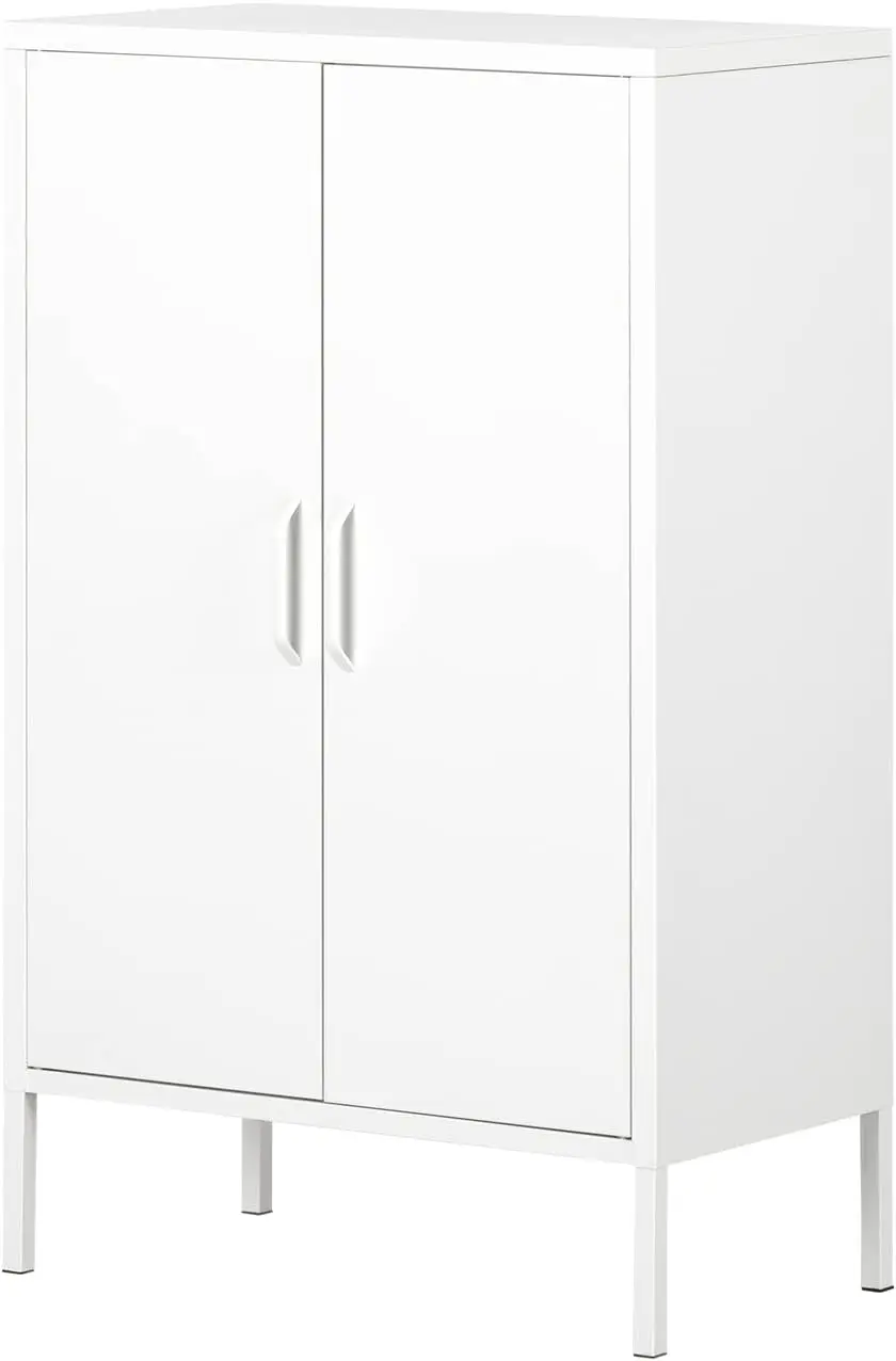 Crea Metal 2-Door Accent Cabinet Pure White, Contemporary