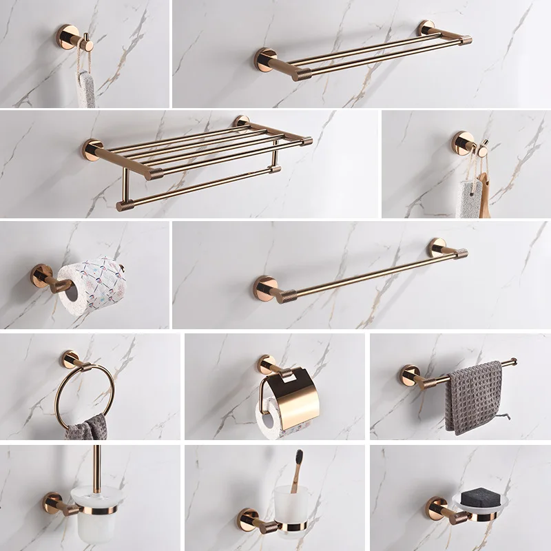 

European Rose Gold Stainless Steel Towel Rack, Bath Towel Rack, Bathroom, Bathrobe Hook, Hardware Pendant Set.