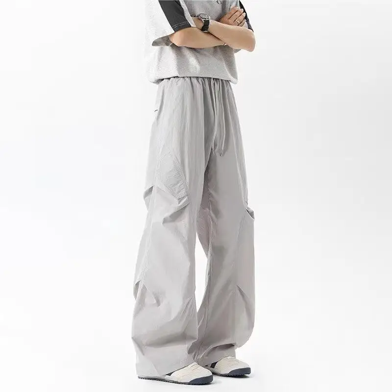 

Брюки спортивные повседневные унисекс с плиссировкой, тонкой эластичной талией, дышащие, свободного кроя, осенние, нейтральные, цвет хаки