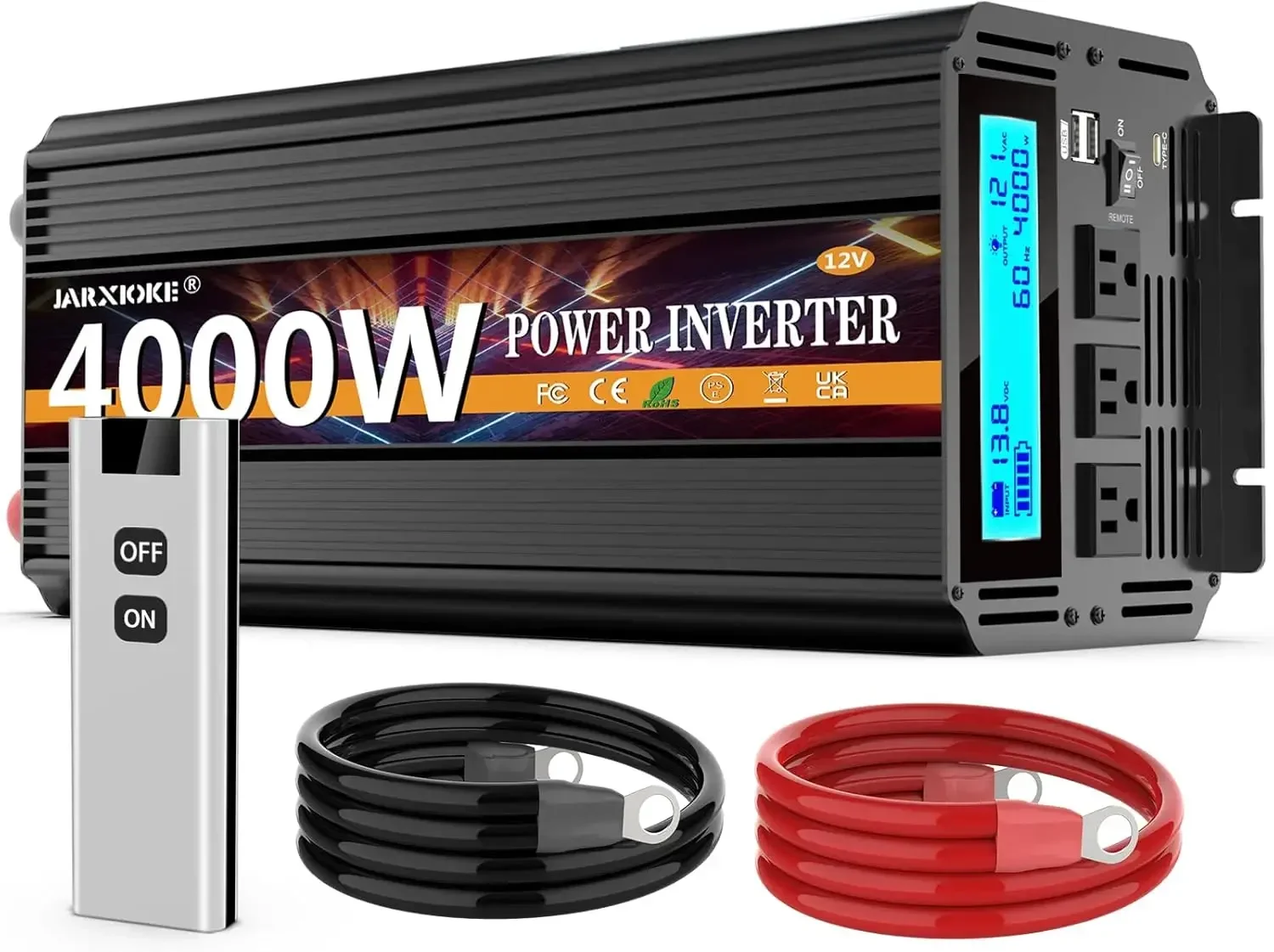 

4000 Watt Power Inverter 12V DC To 110V 120V Converter for Family RV Off Grid Solar System Car with Type-C Ports