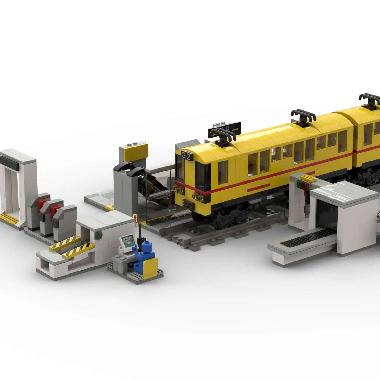 MOC Model Urban Subway Security Inspection System Building Blocks Bricks Decoration Baggage Screening Machine Toys for Children