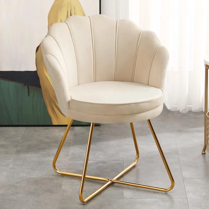 

Velvet Curved Vanity Chair with Gold Plating Legs, Compy Cute Chairs for Bedroom, Living Room, , Guest Reception papasanchair