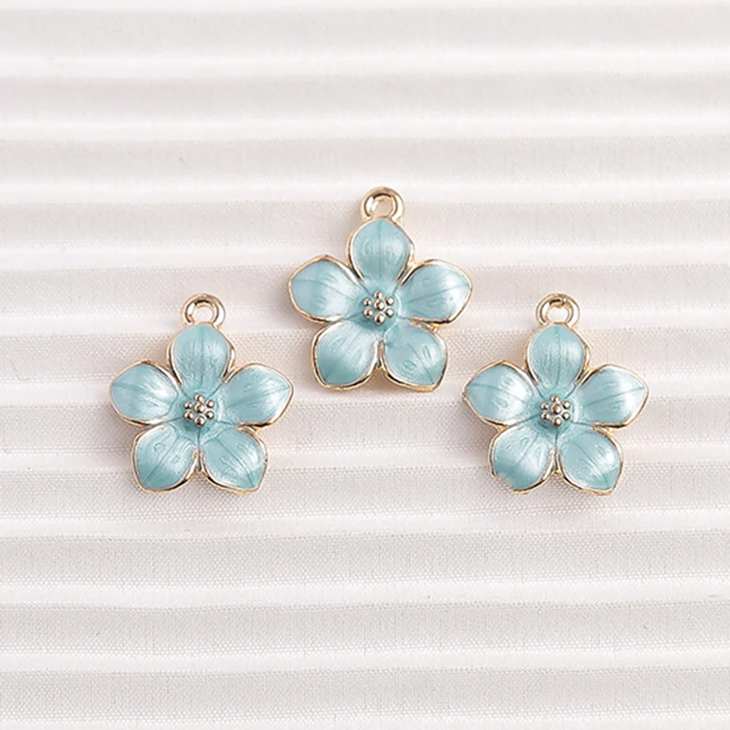 10pcs 15x17mm Cute Enamel Flower Charms Pendants for Making DIY Drop Earrings Necklaces Bracelets Jewelry Findings Accessories