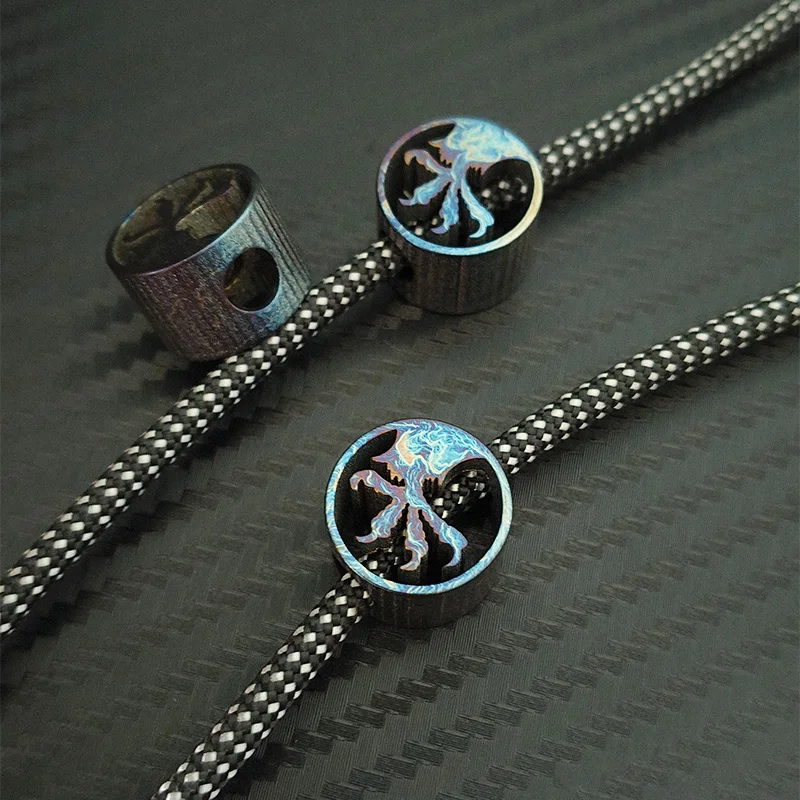Eagle Claw Titanium Knife Pendant Rope Cord Pendants TC4 Heat Bluing Paracord Beads EDC Outdoor Tool Accessories