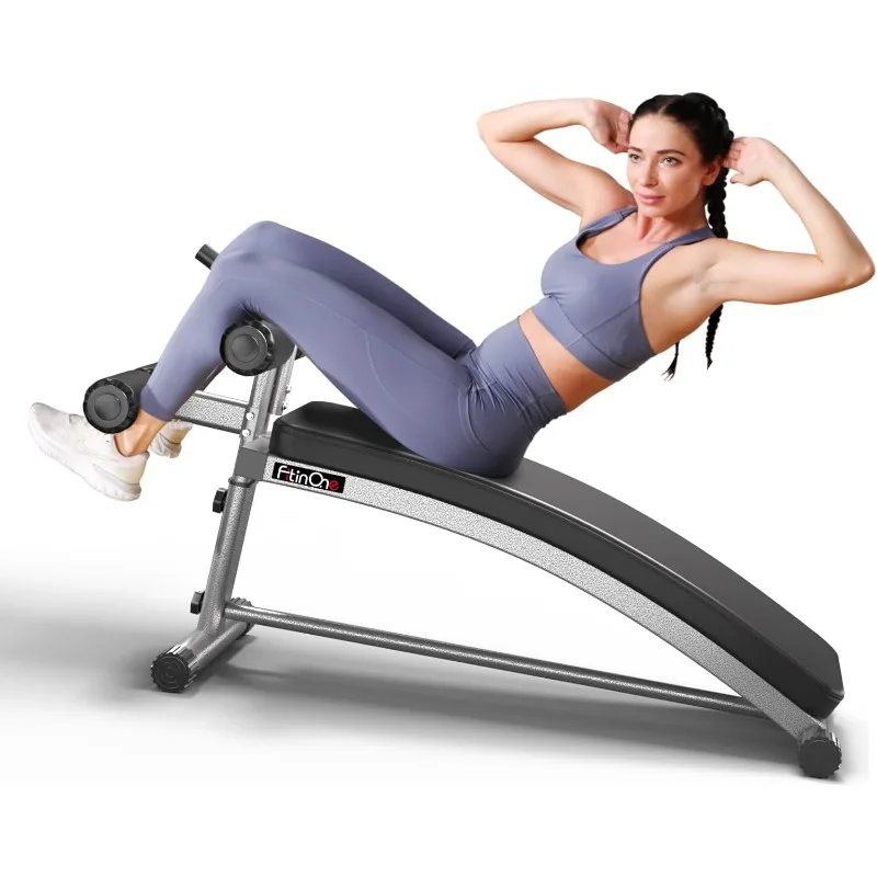 

Adjustable Decline Sit Up Bench Reverse Crunch Handle,Curved Ab Workout Equipment More Effective Workout Bench than Ab Machine