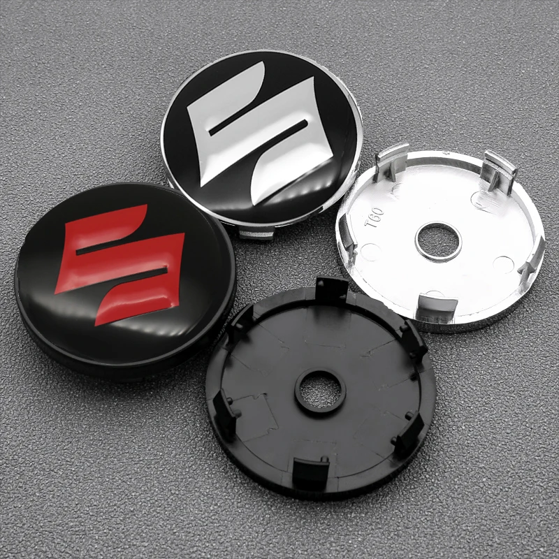 For Suzuki JIMNY Grand vitara Sx4 swift Alto 4Pc 56mm+60mm Car Wheel Center Hub Cap Badge Emblem Decal Wheel Sticker Accessories