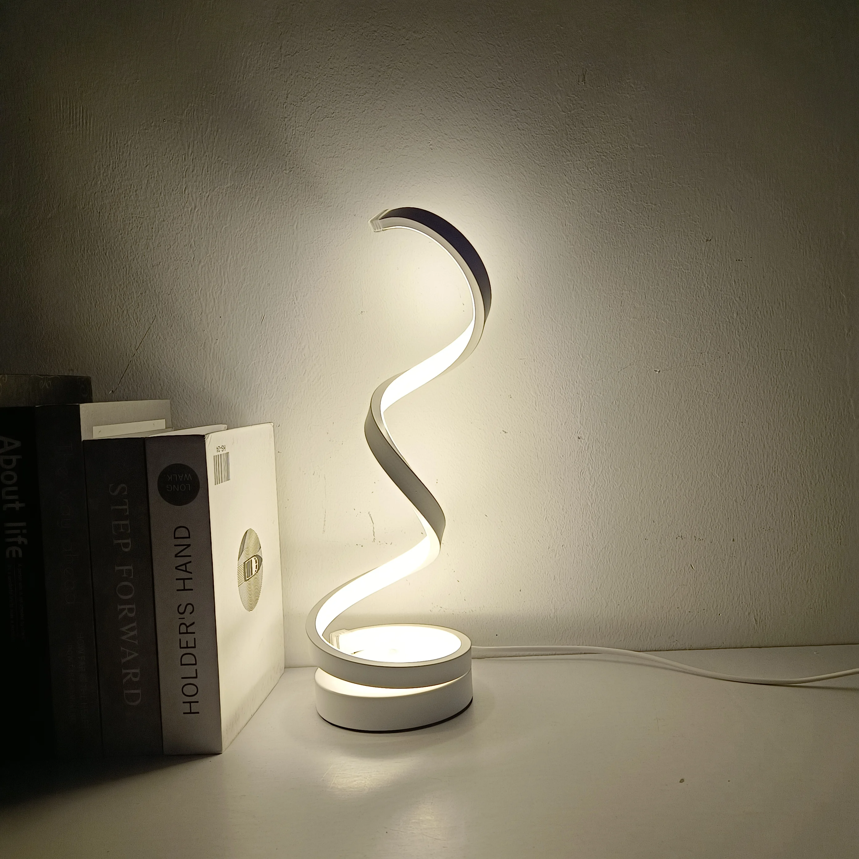 Imagem -05 - Moderno Led Anel 8-shaped Table Lamp Quarto Nórdico Cabeceira Leitura Mesa Home Decor Sala de Estar Luminária Preto e Branco