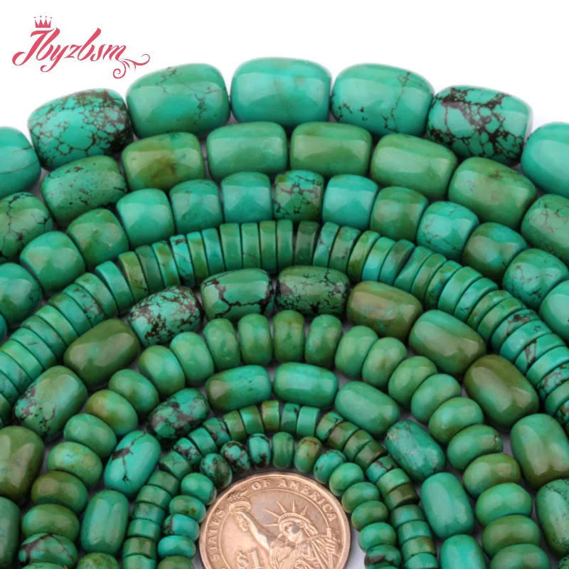 Rondelle Drum Column Green Turquoises Natural Stone Loose Beads 15 inch for DIY Accessories Necklace Bracelets Jewelry Making