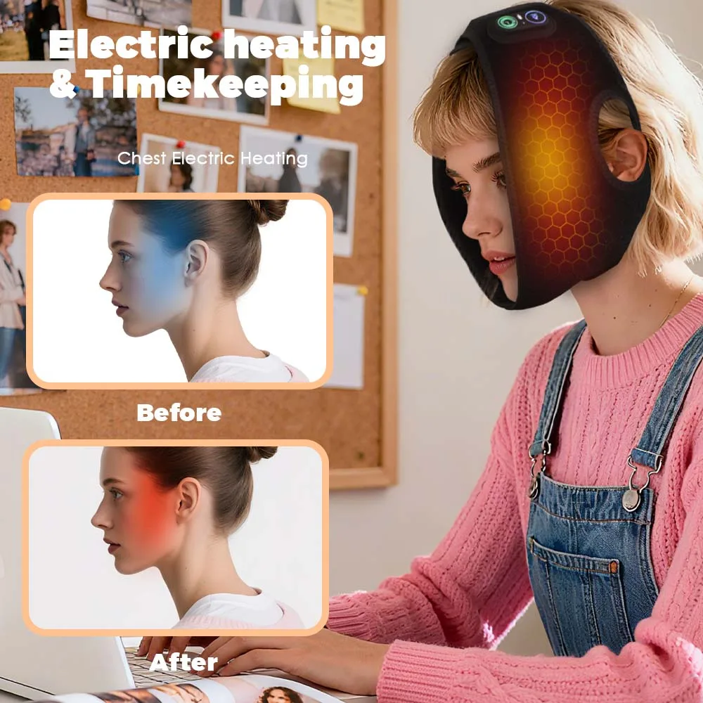 Draadloze elektrisch verwarmde gezichtsmassager Lifting Bandage voor kaakkin Wijsheid - Gezichtsontspanningstherapie Verwarmingskussen