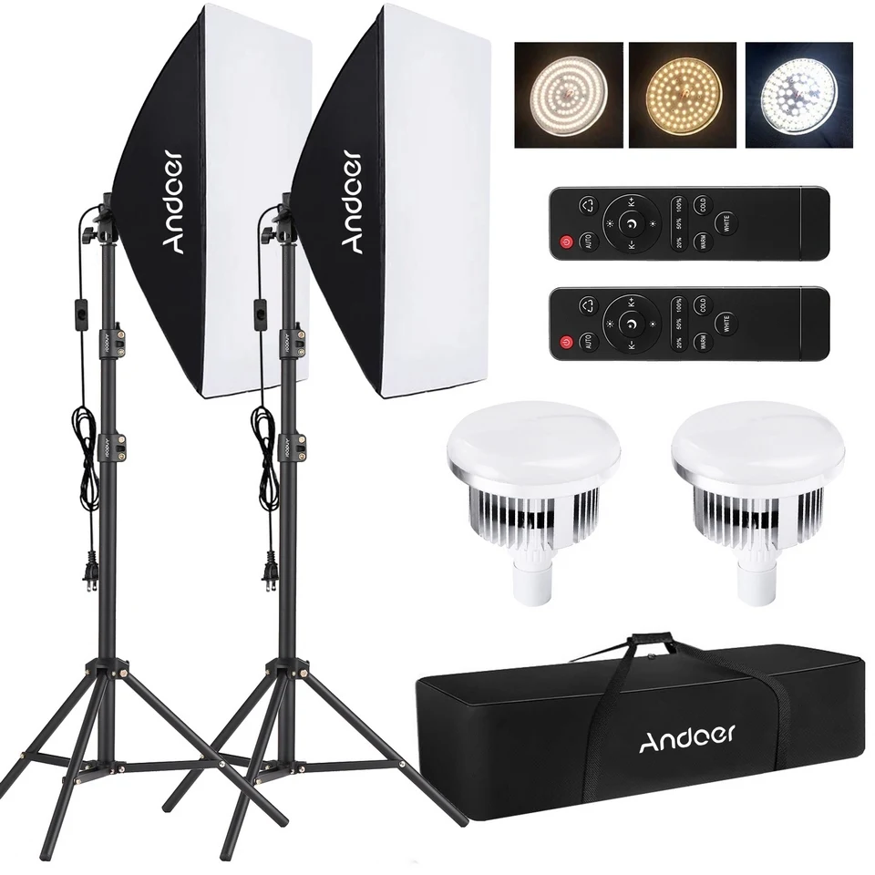 Andoer Studio Photography Light Kit Softbox Lighting Set For Studio Portrait Product Photo Video