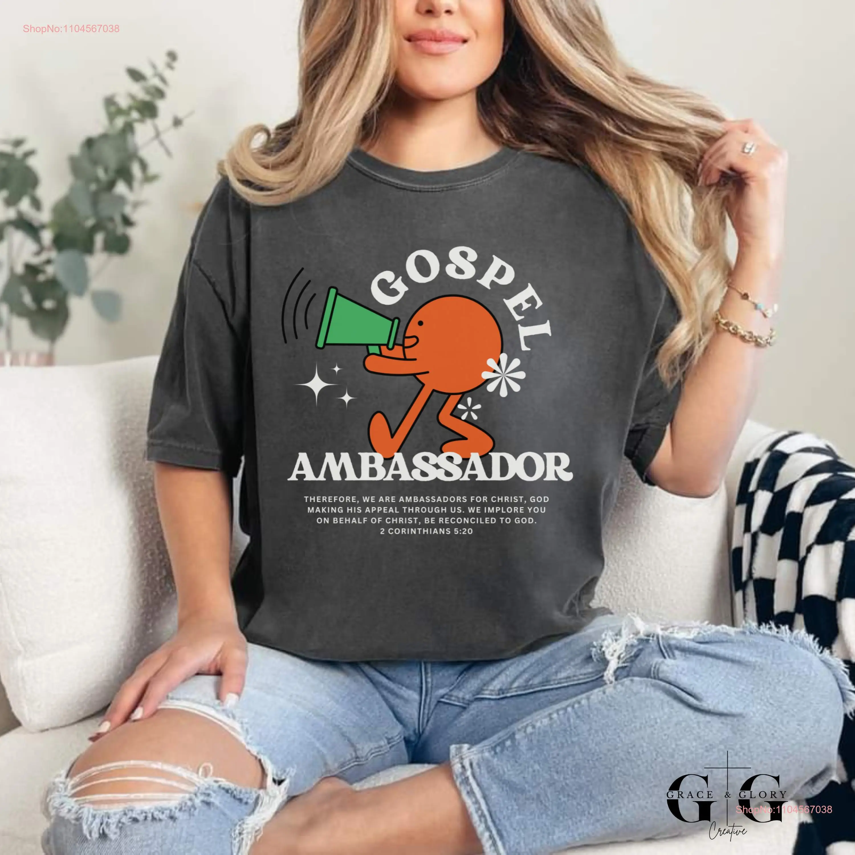 Divertida camiseta Evangelio Ambassador Retro temática compartir el cristiano para Shirtns Mission Trip manga larga o corta